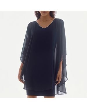 Joseph Ribkoff Flutter Sleeve Chiffon Dress - Blue