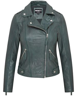Infinity Leather Biker Leather Jacket - Green