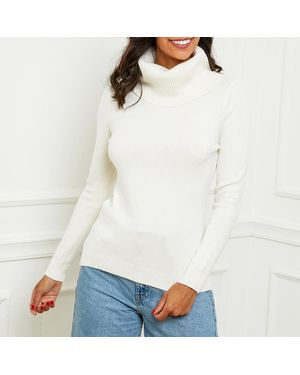 Sofiacashmere Roll Neck Cashmere Blend Jumper - White