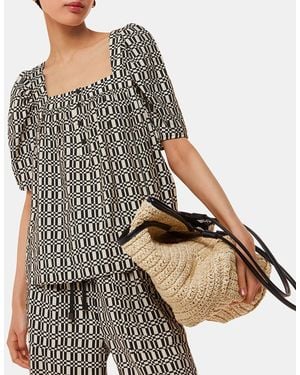 Whistles Link Check Square Neck Top - Grey