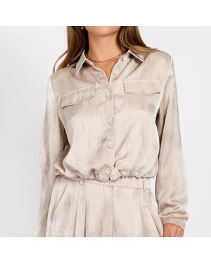 Little Mistress Oyster Satin Jacket - Natural