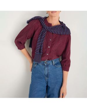 Wyse Burgandy Melissa Cotton Cord Blouse - Red