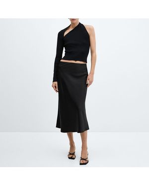 Mango Asymmetrical Top With Split - Black