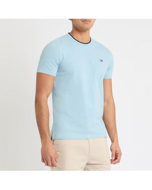 Crew Light Tipped Cotton T-Shirt - Blue