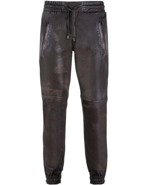 Infinity Leather Comfort Vintage Leather Jogging Bottoms-Halifax - Grey