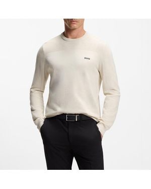 BOSS Cream Momentum Wool Blend Sweatshirt - Grey