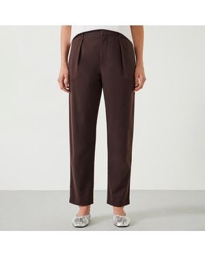Hush Chocolate Ruby Cotton Pleat Trousers - Brown