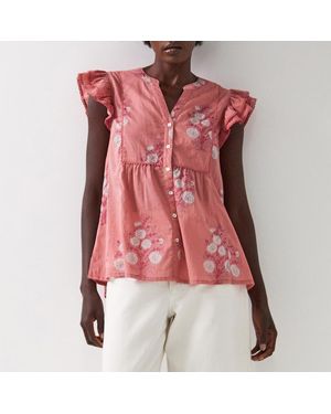 East Nadine Floral Cotton Top - Red