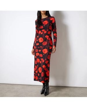 Ro & Zo Floral Print Jersey Dress - Red