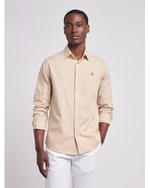 U.S. POLO ASSN. U. Polo Assn. Tan Linen Blend Shirt - Natural
