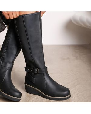 Where's That From 'Ayleen' Wedge Heel Knee High Boots - Black