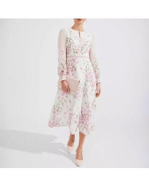 Hobbs Cream Floral Skye Silk Dress - Pink