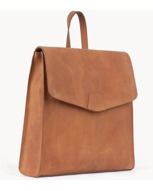 Assots London Margaret' Distressed Vintage Real Leather Flap Over Backpack - Brown