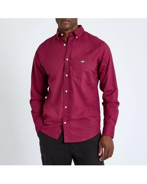 GANT Burgundy Regular Classic Cotton Poplin Shirt - Red