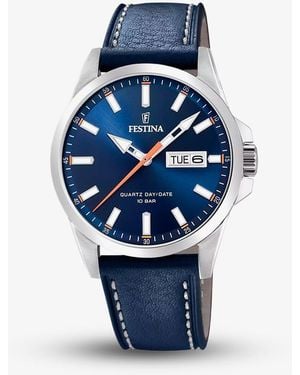 Festina Classics Leather Strap Watch F20358/3 - Blue