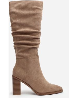Where's That From 'Primrose' Slouch Knee High Boots With Block Heel - Brown