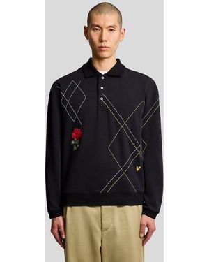 Lyle & Scott Argyle Rugby Shirt - Black