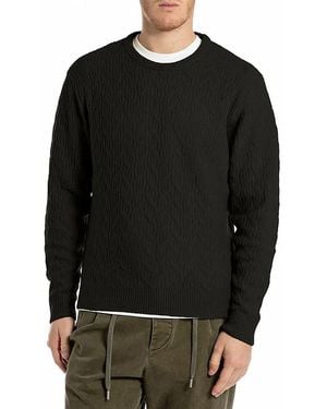 Replay Cable Knit Wool Blend Jumper - Black