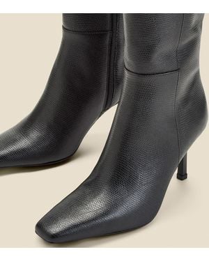Sosandar Leather Knee High Boot - Black