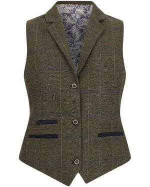 TruClothing Tailored Fit Tweed Waistcoat - Green
