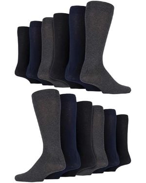 Sock Snob Bng 12 Pair Colourful Cotton Striped Patterned Dress Socks - Black
