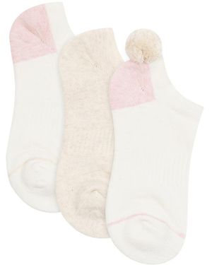 Lemon 3 Pack Like A Girl Tennis Low Cut Socks - White
