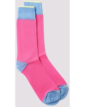 Duchamp Contrast Heel Cotton Blend Socks - Pink