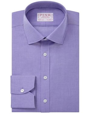 Thomas Pink Tailored Fit Twill Cotton Shirt - Purple