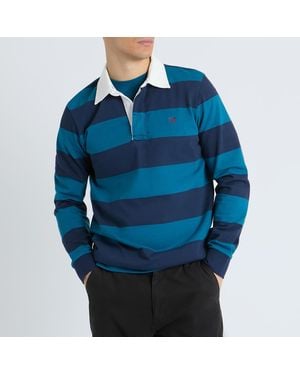 Crew Striped Heritage Rugby Top - Blue
