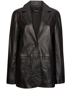 Muubaa Button Leather Blazer - Black