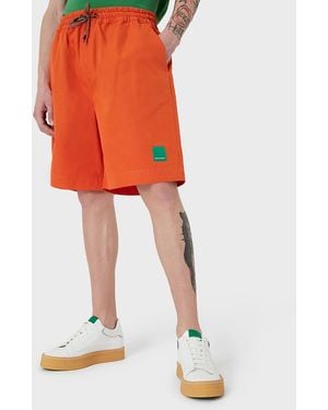 Emporio Armani Drawstring Cotton Shorts - Orange