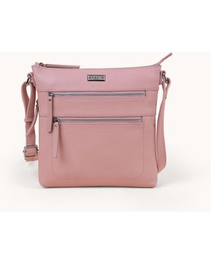 Assots London 'Cori' Pebble Grain Soft Real Leather Crossbody Bag - Pink