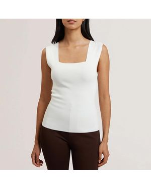 Ted Baker Ivory Binkkii Square Neck Knit Top - White