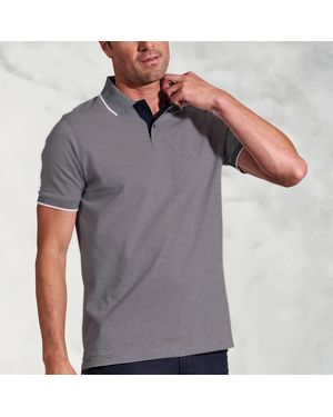 Brook Taverner Ruffalo Fine Stripe Cotton Jersey Polo Shirt - Grey