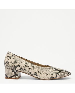 Russell & Bromley Snake Print Honeyburge Leather Heeled Shoes - Metallic