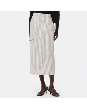 Whistles Stripe Cargo Midi Skirt - White