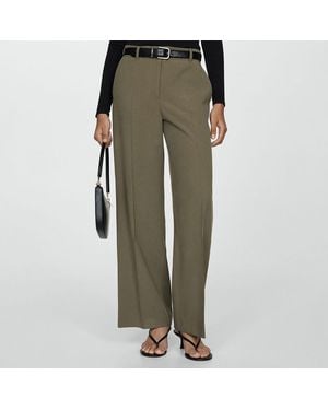 Mango Dark Khaki Carlos Straight Trousers - Green