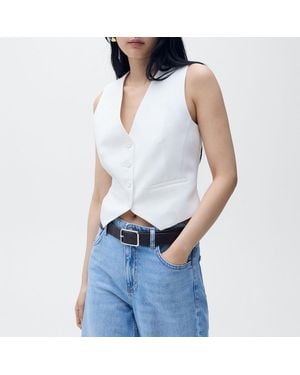 Mango Straight Lyocell Suit Waistcoat - Blue
