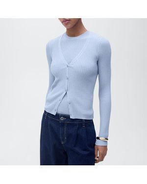 Mango Floral Blouse With Asymmetrical Neck - Blue