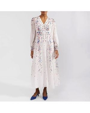 Hobbs Cream And Floral Asher Silk Dress - Pink