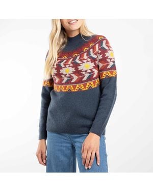 Weird Fish Arelia Ikat Knitted Jumper - Blue