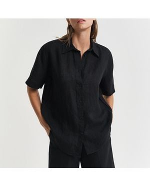 GANT Linen Boxy Shirt - Black