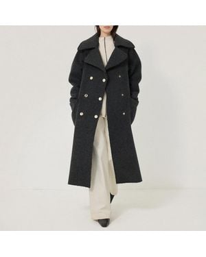 Jigsaw Charcoal Italian Wool Raw Edge Coat - Black