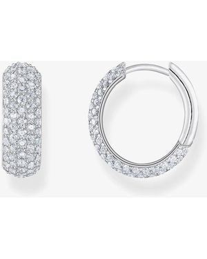 Thomas Sabo Sterling 16Mm Zirconia Hoop Earrings Cr731-051-14 - Metallic