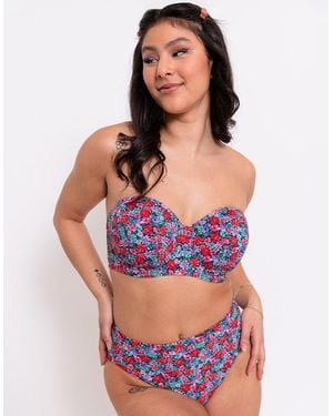Curvy Kate Kitsch Kate Bandeau Strapless Multiway Bikini Top Floral Print - Purple