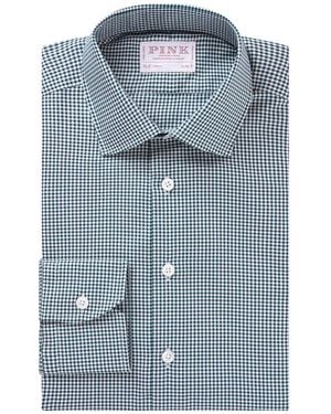 Thomas Pink Gingham Check Slim Fit Cotton Shirt - Blue