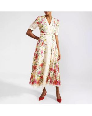 Hobbs Cream Floral Aurelia Silk Dress - Orange