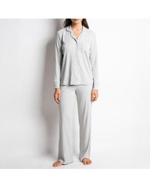 Passionata Kate Long Sleeve Pyjama Top - Grey