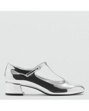 Mango Metallic Heel Shoes - White