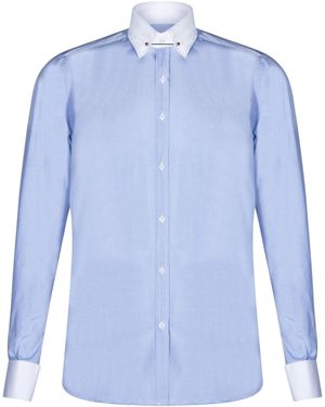 TruClothing Club Collar Shirt 1920S Peaky Blinders With Bar Poplin Pin Smart - Blue